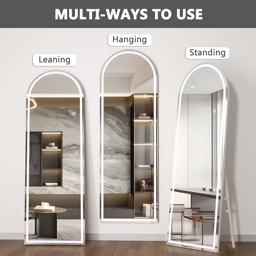 Full Length Mirror with Lights, White Frame Hasipu 95" X 40" 4 Full Length Mirror with Lights, White Frame Hasipu 95" X 40" - Image 4