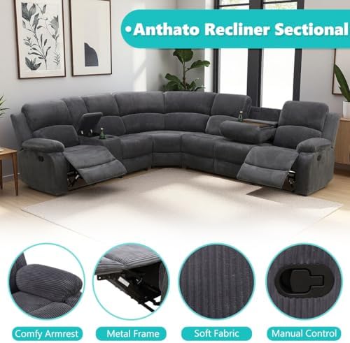 Manual Reclining Sectional Sofa Set, Comfy 8-Seat 6 Manual Reclining Sectional Sofa Set, Comfy 8-Seat - Image 6