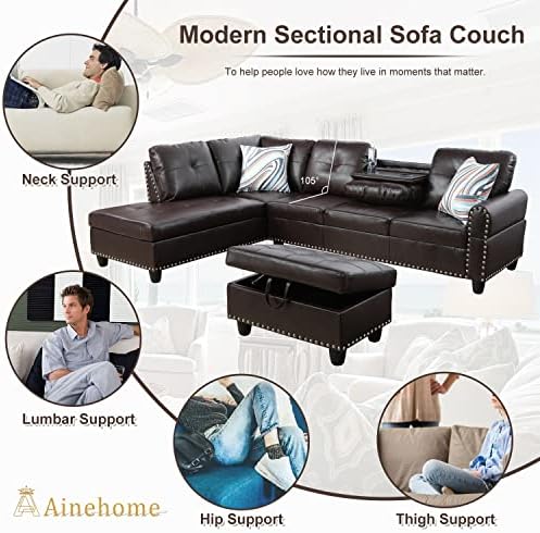 Sectional Sofa Couch w/Left Chaise Lounge,97.5" 6 Sectional Sofa Couch w/Left Chaise Lounge,97.5" - Image 6