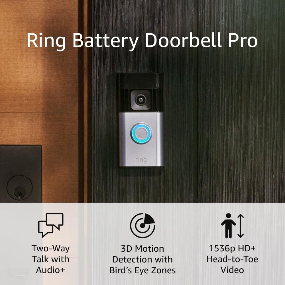 Ring Battery Doorbell Pro (newest model), Two-Way3D 1 Ring Battery Doorbell Pro