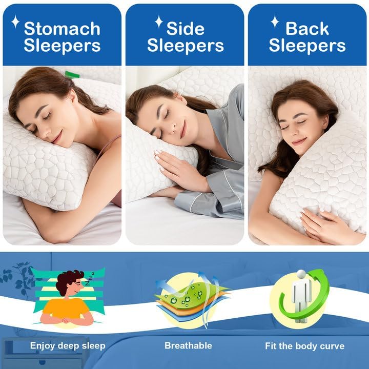 SUPA MODERN Cooling Bed Pillows for Sleeping 1 Pack Shredded Memory Foam Pillow 6 SUPA MODERN Cooling Bed Pillows for Sleeping 1 Pack Shredded Memory Foam Pillow - Image 6