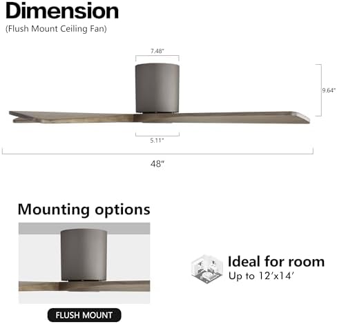 48 Inch Flush Mount Ceiling Fan Without Light Great 2 48 Inch Flush Mount Ceiling Fan Without Light Great - Image 2