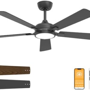52-Inch Modern Black Ceiling Fan