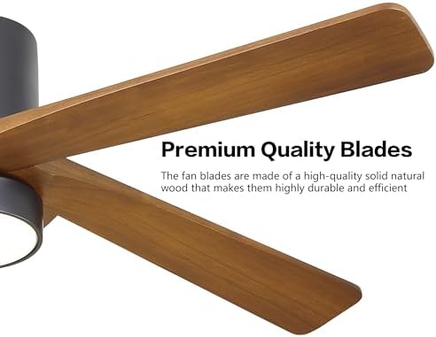 WINGBO 54 Inch Flush Mount DC Ceiling Fan with Lights and Remote, 5 Reversible Carved Wood Blades 6 WINGBO 54 Inch Flush Mount DC Ceiling Fan with Lights and Remote, 5 Reversible Carved Wood Blades - Image 6